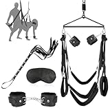 Deluxe Liebesschaukel Sexschaukel für die Decke,Liebesschaukeln Sex Swing BDSM Möbel Set mit 5 Extra Breite Polstern,Handschellen Sex Bett,Peitsche,Augenmaske,Sex Möbel Belastbar Bis 150kg