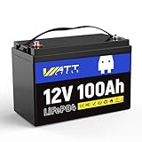 Wattcycle 12V 100Ah LiFePO4 Lithium Battery 20.000 Zyklen, integriertes 100A BMS, Schutz vor Niedrigen Temperaturen, Ideal für Wohnmobile, Camping und Energiespeicher kompatibel mit Gruppe 24