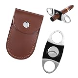 Edelstahl Zigarrenschneider Cigar Cutter mit Lederetui Den Meisten Zigarrengrößen, Zigarren Cutter Doppelte Klinge Schere Kann Zigarren Präzise Schneiden Wird