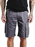 Concreed Arbeitshosen für Männer kurz | Herren Workwear Arbeitshose Cargo Shorts in Schwarz Grau | Kurze Hose mit Stretch – Bund und Seitentaschen für Werkzeug | Größe 54