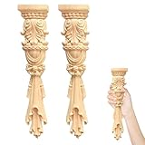 Sctmda Holzornamente für Möbel 2 Stück Holz Ornamente Ecke Onlay Zierleisten holz Applique Möbel Holzornamente Ornamente möbel barock style für Möbel Vintage Style Geschnitzte Möbel 30X6cm
