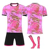 Generisch Fussball Trikot, Personalisiertes Football Kinders Erwachsene Fusstball Shorts&Trikots Mit Name Nummer Team Logo Fußball Trikot Kostüm Kinder Jungen Trikotset