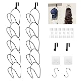 LINFIDITE Cap Halter Tür Hut Racks, Baseball Cap Halterung Schrank hängende Einstellbare Huthalter,für Schals Handtaschen Handtücher Kleidung Krawatten mit Haken zum Aufhängen, 10 Stück schwarz