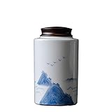 AFGFGHES Teedose Handbemaltes Keramik-Teeglas mit Ebenholzdeckel, versiegeltes Keramikglas, tragbares Aufbewahrungsglas im neuen chinesischen Stil, versiegeltes Glas Küchen-Teedosen(B)