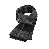 Durio Schal Herren Warm und Weiche Winterschal Herrenschal Gestrickt Plaid Winter Lange Schals XY503-Grau Schwarz Einheitsgröße