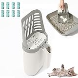 Katzenklo Schaufel 2 in 1,Streuschaufel mit Behälter und Trennwand,Schmutzfreie Katzenstreuschaufel 2 in 1,Abnehmbar Schaufel ​für Katzenstreu mit Abfallsäcken für Entfernen von Klumpender Katzenstreu