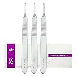 MJW Skalpellgriff Nr. 3 – Set mit 3 Stück Edelstahl-Handwerksgriff Nr. 3, ideal für Holzkunst, Kartenherstellung, Pfropfen, Bildhauerei und Dermaplaning