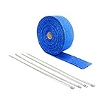 Auspuffband，Hitzeschutzband Auspuff 10m Thermische + 4 Stück Krawatten Wickeln Sie Abgas-Isolierkrümmungs-Header Warp-Auspuffrohr Warp(Blue)