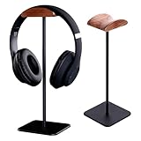 WEFHEF 1 Stück Kopfhörer Ständer Headset Halterung Headphone Stand Over Ear Halteraus Hochwertigem Walnussholz& Aluminium für Over Ear und Gaming Tisch,Vitrine Schreibtisch mit Schwerer Basis