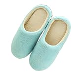 Damen House Hausschuhe Bequeme Memory Foam Plüsch Schlafzimmer Kunstpelz gefüttert gestrickte warme Hausschuhe Slip-On leichte Schuhe, Indoor Outdoor Anti-Rutsch-Gummisohle Gemütliche