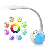 WILIT LED Schreibtischlampe Kinder, Schreibtischlampe Farbwechsel Nachttischlampe Kinder Jungen Mädchen, Nachttischlampe Touch Dimmbar mit 3 Helligkeitsstufen, Weiß