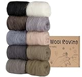 Homewit Wolle Zum Filzen Filzwolle 10 Farben Je 10 G,Filzwolle Trockenfilzen Und Filzwolle Nassfilzen Märchenwolle Schafwolle Set Für Starter DIY Wolle Handwerk