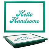 The Leonardo Collection Knietablett mit Aufschrift His N Hers Christmas Hello Handsome, zum Servieren und Frühstück, bequemes Knietablett mit Sitzsackkissen, langlebige Knietabletts zum Essen auf