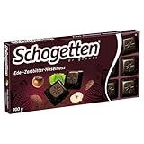 Schogetten Edel-Zartbitter-Haselnuss 100g Schokoladentafel, praktisch einzeln portioniert. Ein Genuss. Stück für Stück.