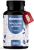 Melatonin Tabletten - 400 Stück mit 0,5mg Melatonin pro Tablette, hochdosiert - vegan und produziert in Deutschland - Verpackung kann variieren