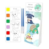 Aquarelly Malblock Kinder – Wasserfarben Mit Aquarellpapier & Aquarellpinsel, Aquarellblock & Aquarellbuch, Watercolor Block & Wassermalfarben, Aquarell & Kindermalfarben (Lieblingstiere)