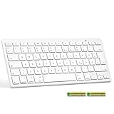 Emetok Deutsche Bluetooth Tastatur, Ultra-dünn QWERTZ kompatible mit iPad 10.2/9.7,iPad Pro 11/iPad Pro 12.9, iPad Air/iPad Mini/iPhone, inkl 2 AAA Batterie,Stabile Verbindung