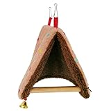 Sittich-Vogelnest – 25 cm Käfighütte mit Sitzstange, Plüsch-Hängematten-Spielzeug | Warmer, bequemer Unterschlupf für Turteltauben, Sittiche, Kanarienvögel, drinnen, Zuhause, Winter, kaltes Wetter, Ru
