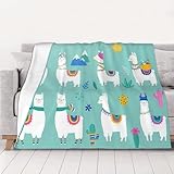 Alpaka-Llama-Plüsch-Flanell-Fleece-Decke, weich, flauschig, für Sofa, Bett, warm, gemütlich, Winterdecke