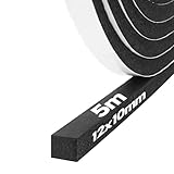 Storystore Dichtungsband Selbstklebend, Schaumstoff Dichtungsband 12 mm(B) x10 mm(D), Moosgummi selbstklebend für Tür Fenster, türdichtung, wetterfest, Anti-Kollision, Schalldämmung, Gesamtlänge 5 m