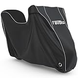 Favoto Motorradabdeckung Wasserdicht Motorrad Abdeckpane Outdoor 300D Oxford für Motorräder Elektroroller mit Topcase Trunk Koffer Reflektionsstreifen Schloss-Loch 220cmx105cmx130cm