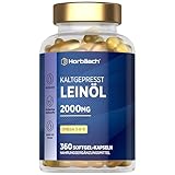 Leinöl Kapseln 2000mg | Omega 3 6 9 | 1000mg pro Kapseln | 6 Monate Vorrat - 360 Hochdosiert Weichkapseln | Kaltgepresstes Softgels | Linseed Oil Capsules | by Horbaach