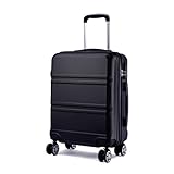 Kono Koffer Trolley Hartschale Handgepäck Zwillingsrollen Leichtgewicht ABS Kabinentrolley Reisekoffer Zahlenschloss 55cm(schwarz)