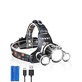 PANKERS Stirnlampe USB Wiederaufladbare LED Stirnlampe Mehrere Lichtmodi, High Bright Head Taschenlampe.Scheinwerfer für Erwachsene, Camping, Outdoor und Helmarbeit.