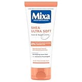 Mixa Shea Hand & Nagelcreme - pflegender Handbalsam mit 23% pflanzliches Glycerin & Sheabutter, für trockene, rissige & raue Hände, Schutz & intensive Pflege, bis zu 48h Shea Ultra Soft, 100 ml