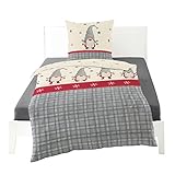 Bierbaum Bettwäsche 3743, Feinbiber, 100% Baumwolle, Designed in Germany, grau 10, 135 x 200 + 80 x 80 cm, Bunt