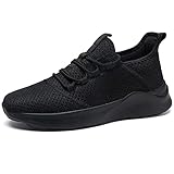 AZSDXS Laufschuhe Herren Atmungsaktive Sportschuhe Sneaker Turnschuhe Running Schuhe Straßenlaufschuhe Tennisschuhe Leichte Joggingschuhe Freizeit Trainingsschuhe fitnessstudio Schwarz 42