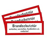 3 Stück - Aufkleber Brandschutzzeichen „Brandschutztür verkeilen, verstellen. verboten!“ Schild Folie nach DIN 4066 | 297x105mm Made in Germany