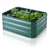 Quadratisches Hochbeet aus Metall, 90 x 90 x 30 cm, bodenloses Hochbeet für Gemüse, Obst, Blumen und Kräuter