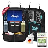 2er Set Auto Organizer 2te Generation | Kinder mit großem Fach für Spielzeug & Tablet bis 12,9 Zoll, Baby & Reise Gadget, Urlaub Zubehör, Rückenlehnenschutz, Rücksitzschoner, Tasche Reisen, schwarz