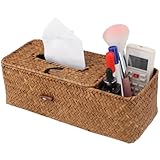 wkao Dekorative Gras-Tücherbox mit quadratischem Design, stilvolle Aufbewahrungsbox für Zuhause oder Büro