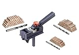 kwb DÜBELPROFI / DÜBELLEHRE - Komplett-Set inkl. CV Holzbohrer und Holz-Dübel - Universal-Bohrhilfe für gerade Bohrungen von Ø 3 3.3, 4 4.2, 5 6 6.8, 8 10 12 mm