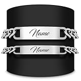 Personalisierte Partnerarmbänder – 2 Armbänder aus hochwertigem Edelstahl mit Gravur und Namen für Paare, Männer und Frauen – Allergikerfreundlich, in Silber, Gold und Schwarz
