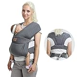 vrbabies Babytrage für Neugeborene ab Geburt Extra Weich, Bauchtrage Baby-Tragetasche Ergonomisch (dunkelgrau)