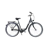 HAWK City Wave Easy Damenfahrrad 28 Zoll Schwarz I Stadtfahrrad I Leichtes Damen Fahrrad 7 Gang Shimano Nabenschaltung, Felgenbremse & Nabendynamo