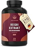 Reishi Pilz-Extrakt - 270 Kapseln (650mg) - Hochdosiert: 1950mg pro Tag - 40% Polysaccharide - 3 Monate Vorrat - Ganoderma Lucidum - Vegan, ohne Zusatzstoffe - Deutsche Produktion - TRUE NATURE®