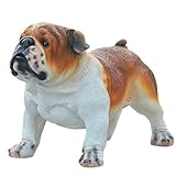MFAOSHI Garten Bulldog Figurinen Niedliche Realistische Hunde Aus Harz Gedenkobjekt Verzierungen Für Haus Garten Im Freien wasserdichte Tier Skulpturen,Orange,41 * 21 * 27cm
