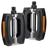 Fahrradpedale, Fahrrad Pedale City/Trekking Komfort Anti-Rutsch Fahrrad Pedale Set für City Bike, Trekking Bike, E-Bike, Reflektoren | StVZO | Einheitsgröße EU (613 / Schwarz)