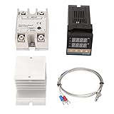 Digitaler Temperaturregler-Thermostatausgang, Farm-Temperaturregelungsset 100-240 V Thermostat Typ K Thermoelement-Kühlkörper Und Halbleiterrelais(25A)