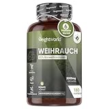 Weihrauchkapseln - 2000mg Boswellia Pulver je Kapsel - 400mg Weihrauch Extrakt - 85% Boswelliasäuren - 180 Kapseln für 6 Monate - Indischer Weihrauch - Ohne Magnesiumstearat - WeightWorld