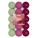 Bolsius - 30 Duft theelichter - Mango - Brenndauer von 3,5 Stunden - Durchmesser 38 mm – Natürliche Extrakte – Enthält Veganes Wachs – Ohne Palmöl, Cranberry
