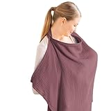 Aolso Stillbezug für Babys, Musselin-Stillbezug, Stilltuch für Unterwegs, Weicher und Atmungsaktiver Stillschal, verstellbarer Riemen, Geeignet für Autositze (kastanienbraunes Rot)