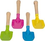 Ameisenkeks® Kinderschaufel Set – 4 robuste Metallschaufeln von goki | Sandspielzeug für Kinder | Gartengerät für den Sandkasten