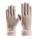 OYIWINMI Handschuhe Damen Winter,Winter Gloves Damen mit Touchfunktion Warm Reithandschuhe,Für den Außenbereich, mit Fleece Innenseite reithandschuhe (Beige)
