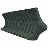 GAWILO Army- und Jagdsocken Herren & Damen (10 Paar) | Arbeitssocken mit verstärktem Frotteefuß | Freizeitsocken mit Komfortbund (43-46, grün)