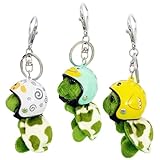 Senyanoe 3 Stück Plüsch Schlüsselanhänger,Niedlicher Schildkröten Plüsch Anhänger Schlüsselanhänger Cartoon Schildkröte Anhänger Schlüsselringe mit Hut für Frauen Mädchen